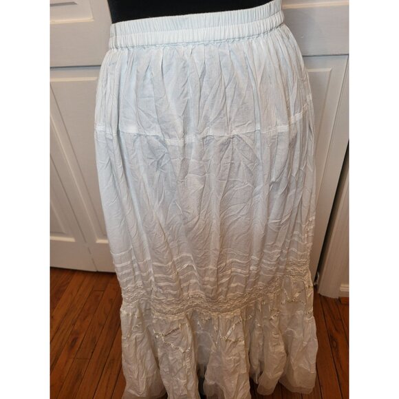 Chico's White Tiered Embroidered Midi Skirt L (2) Tulle Boho Fairy Cottage - Picture 1 of 10